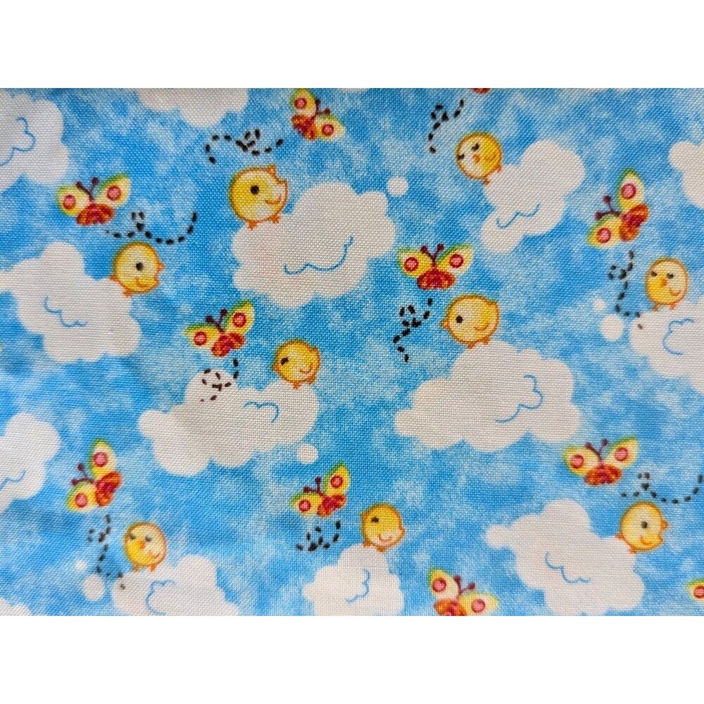 Vtg Fabri-Quilt Quilting Cotton Fabric Happy Farms Ducks Butterflies Clouds 3yds